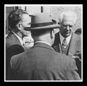 Abraham Conan (left) with Republican Senator Homer Ferguson, Camp Grohn, Germany